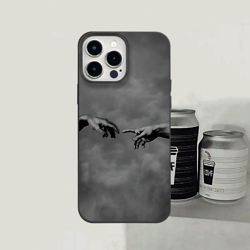 Mão Criativa de Mãos Dadas Padrão, Impressão UV Capa de Telefone Macia Proteção Completa de 360 Graus Capa de Telefone para Iphone 16 11 12 13 14 Pro Max 15 XR X/ XS 7 8 Plus SE Mini