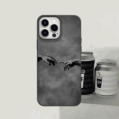 Mão Criativa de Mãos Dadas Padrão, Impressão UV Capa de Telefone Macia Proteção Completa de 360 Graus Capa de Telefone para Iphone 16 11 12 13 14 Pro Max 15 XR X/ XS 7 8 Plus SE Mini