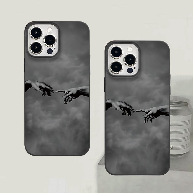 Mão Criativa de Mãos Dadas Padrão, Impressão UV Capa de Telefone Macia Proteção Completa de 360 Graus Capa de Telefone para Iphone 16 11 12 13 14 Pro Max 15 XR X/ XS 7 8 Plus SE Mini