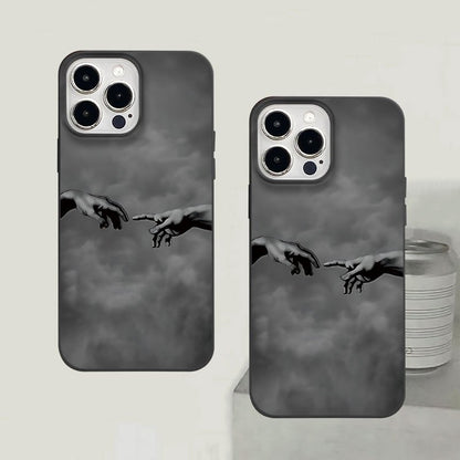 Mão Criativa de Mãos Dadas Padrão, Impressão UV Capa de Telefone Macia Proteção Completa de 360 Graus Capa de Telefone para Iphone 16 11 12 13 14 Pro Max 15 XR X/ XS 7 8 Plus SE Mini