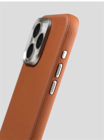 Negócios de luxo couro do plutônio simples magnético pára-choques caso para iphone 16 15 pro max 14 para magsafe carga sem fio capa à prova choque