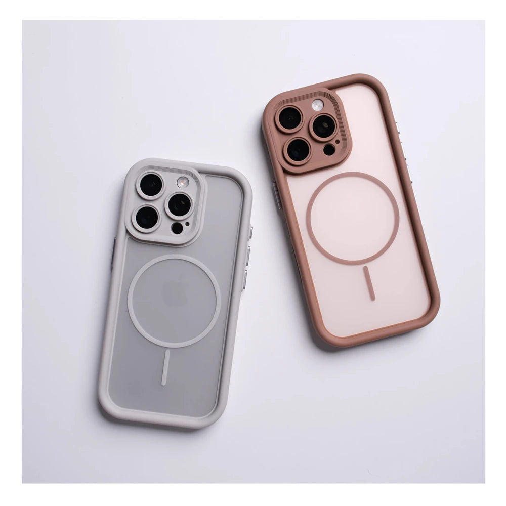 Translucidez fosca para magsafe capa à prova de choque para iphone 17 air 16 pro max 15 14 plus 12 13 lente proteção completa capa magnética