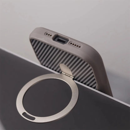 Padrão de fibra de carbono anel magnético titular pára-choques caso para iphone 17 17air 16 pro max 15 14 13 12 magsafe capa de carregamento sem fio