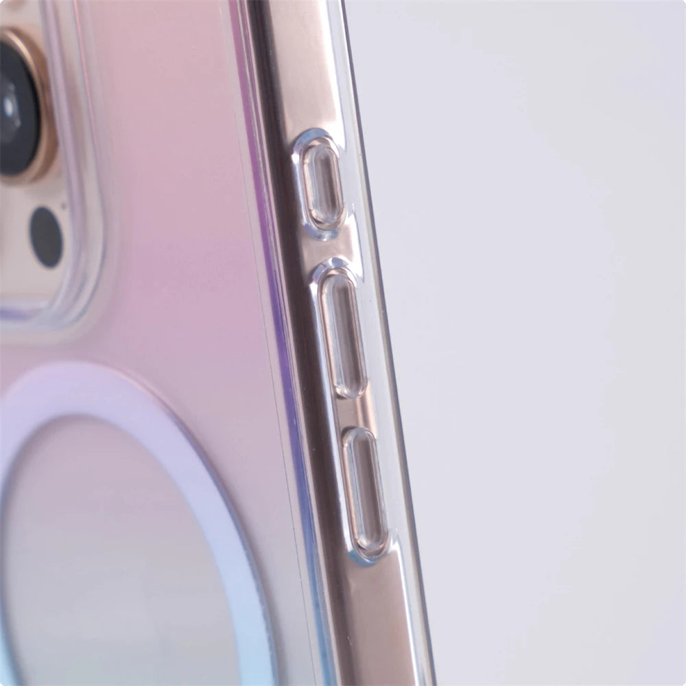 Luxo gradiente cor magnética caso de carga sem fio para iphone 17 pro max 16 15 14 plus 13 12 claro para magsafe capa à prova de choque