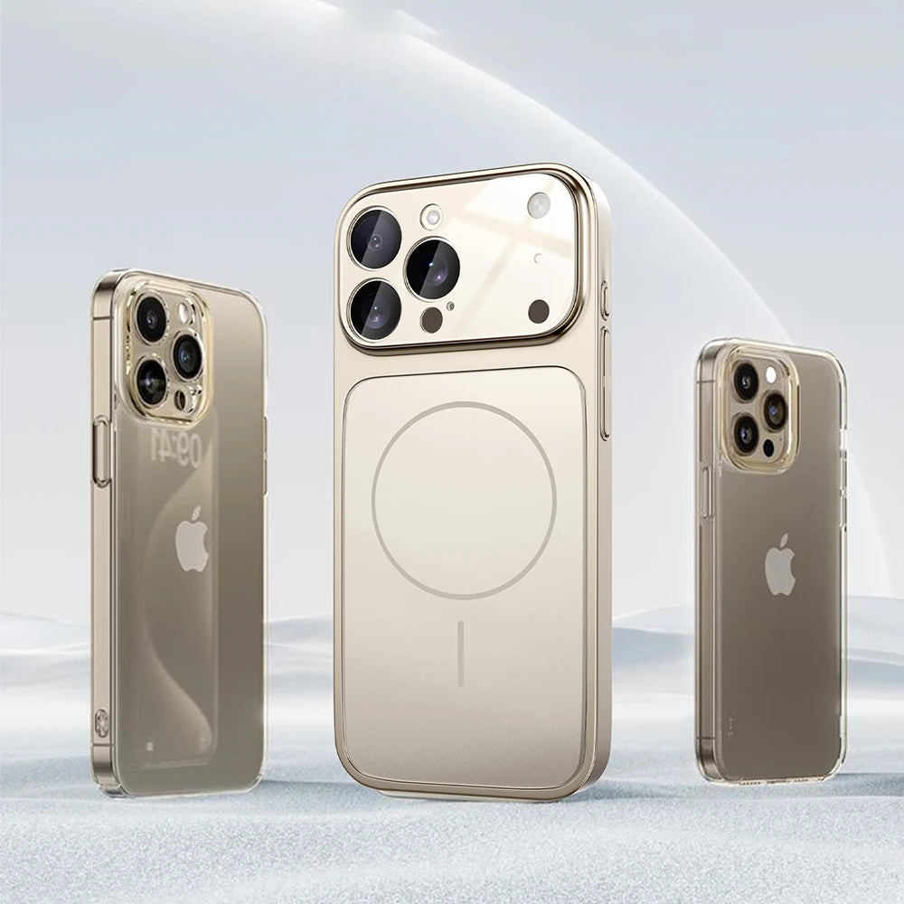 Carga sem fio de vidro fosco original para magsafe caso para iphone 17 pro max 16 15 14 plus 13 17 ar magnético capa à prova de choque