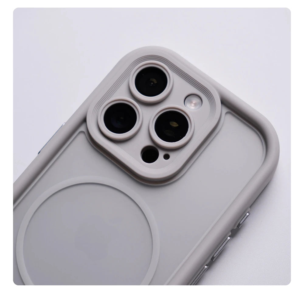 Translucidez fosca para magsafe capa à prova de choque para iphone 17 air 16 pro max 15 14 plus 12 13 lente proteção completa capa magnética