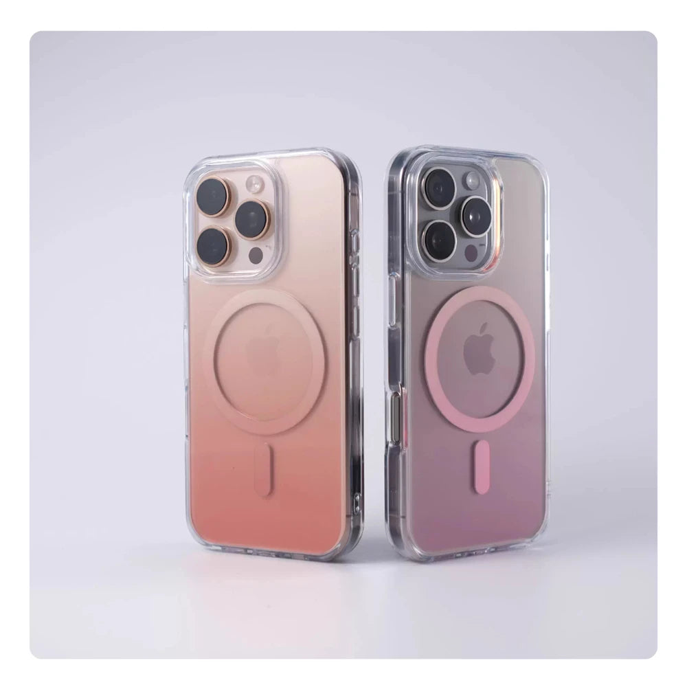 Luxo gradiente cor magnética caso de carga sem fio para iphone 17 pro max 16 15 14 plus 13 12 claro para magsafe capa à prova de choque
