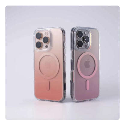Luxo gradiente cor magnética caso de carga sem fio para iphone 17 pro max 16 15 14 plus 13 12 claro para magsafe capa à prova de choque