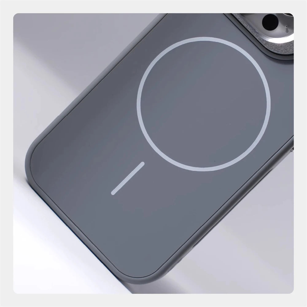 Suporte de lente de liga para magsafe, capa magnética de carregamento sem fio para iphone 16 pro max 15 14 13 12, moldura de silicone, capa respirável