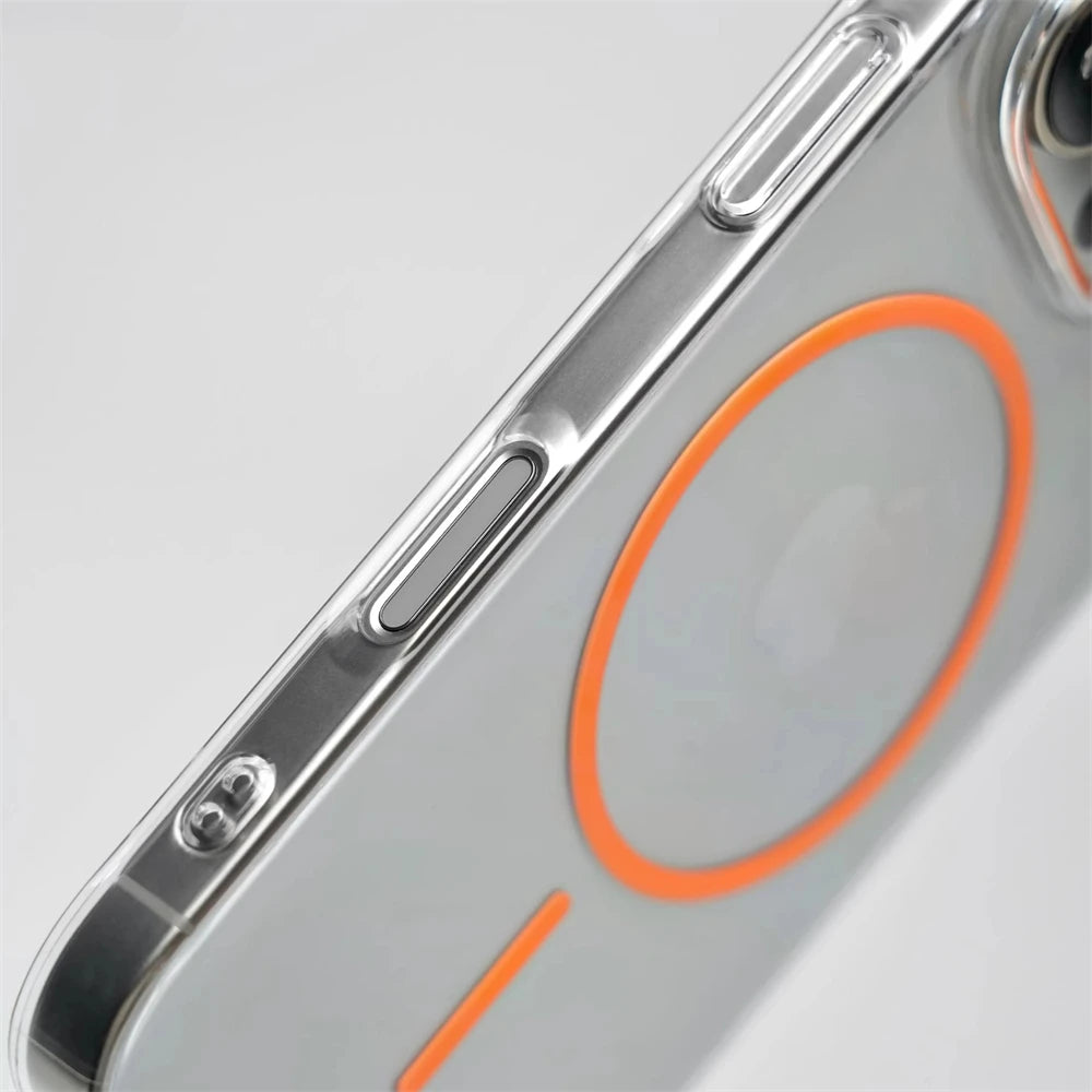 Ultra fino transparente hd simples caso duro para iphone 16 15 pro max 14 13 12 para magsafe magnético carga sem fio capa clara