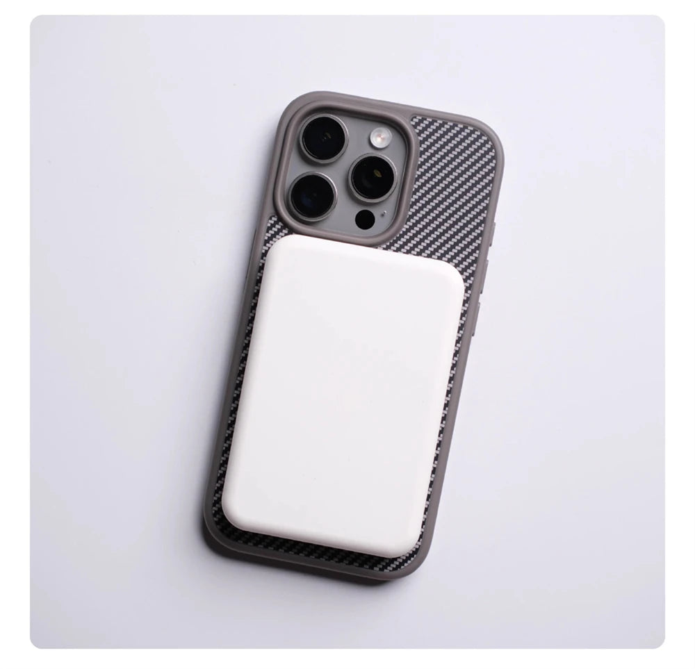 Capa magnética com botão de câmera de toque ativo para iPhone 16 15 Pro Max 14 13 Padrão de fibra de carbono para capa de carregamento sem fio MagSafe