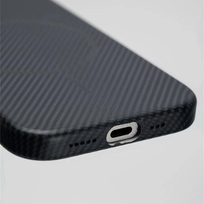 Luxo padrão de fibra carbono magnético fino caso duro para iphone 17 16 pro max 15 14 ar magsafe carga sem fio liga lente capa