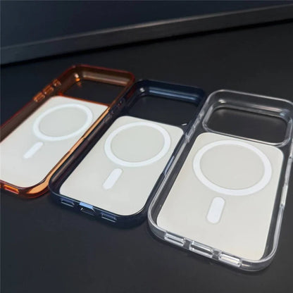 Capa magnética magsafe de cor sólida, não amarelada, para iphone 17 17pro 17pro max, botão de câmera sensível ao toque, à prova de choque, capa dura para pc