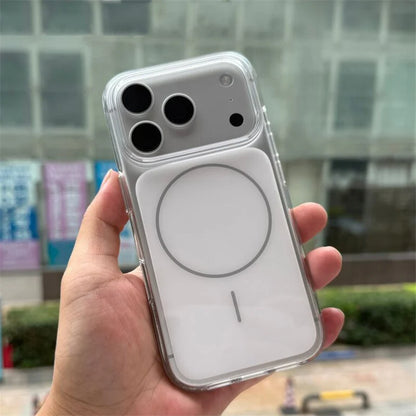 Capa magnética magsafe de cor sólida, não amarelada, para iphone 17 17pro 17pro max, botão de câmera sensível ao toque, à prova de choque, capa dura para pc