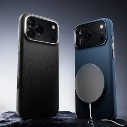 Capa magnética forte de couro laranja para iphone 17 pro max air com botões ai carregamento sem fio capa de proteção de câmera de metal