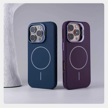 Suporte de lente de liga para magsafe, capa magnética de carregamento sem fio para iphone 16 pro max 15 14 13 12, moldura de silicone, capa respirável