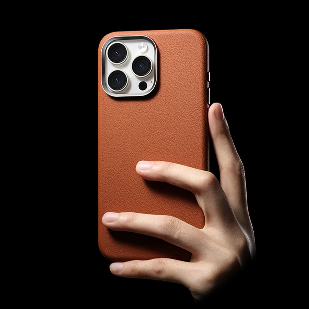 Negócios de luxo couro do plutônio simples magnético pára-choques caso para iphone 16 15 pro max 14 para magsafe carga sem fio capa à prova choque