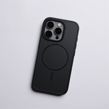 Capa magnética com botão de câmera de toque ativo para iPhone 16 15 Pro Max 14 13 Padrão de fibra de carbono para capa de carregamento sem fio MagSafe