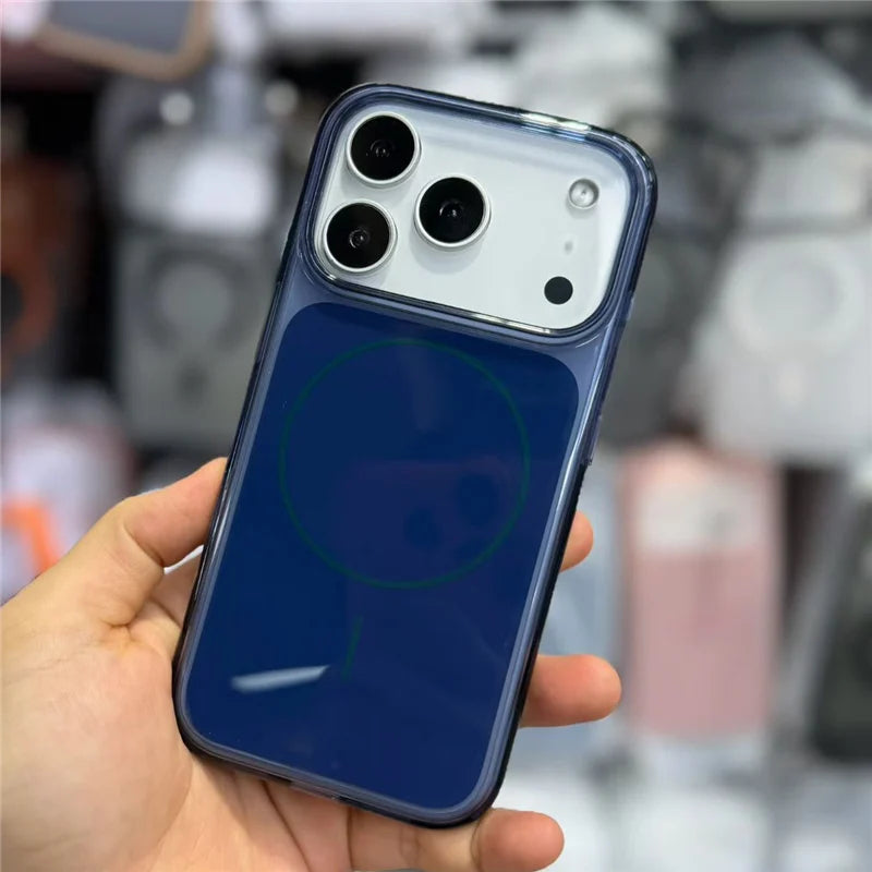 Capa magnética magsafe de cor sólida, não amarelada, para iphone 17 17pro 17pro max, botão de câmera sensível ao toque, à prova de choque, capa dura para pc