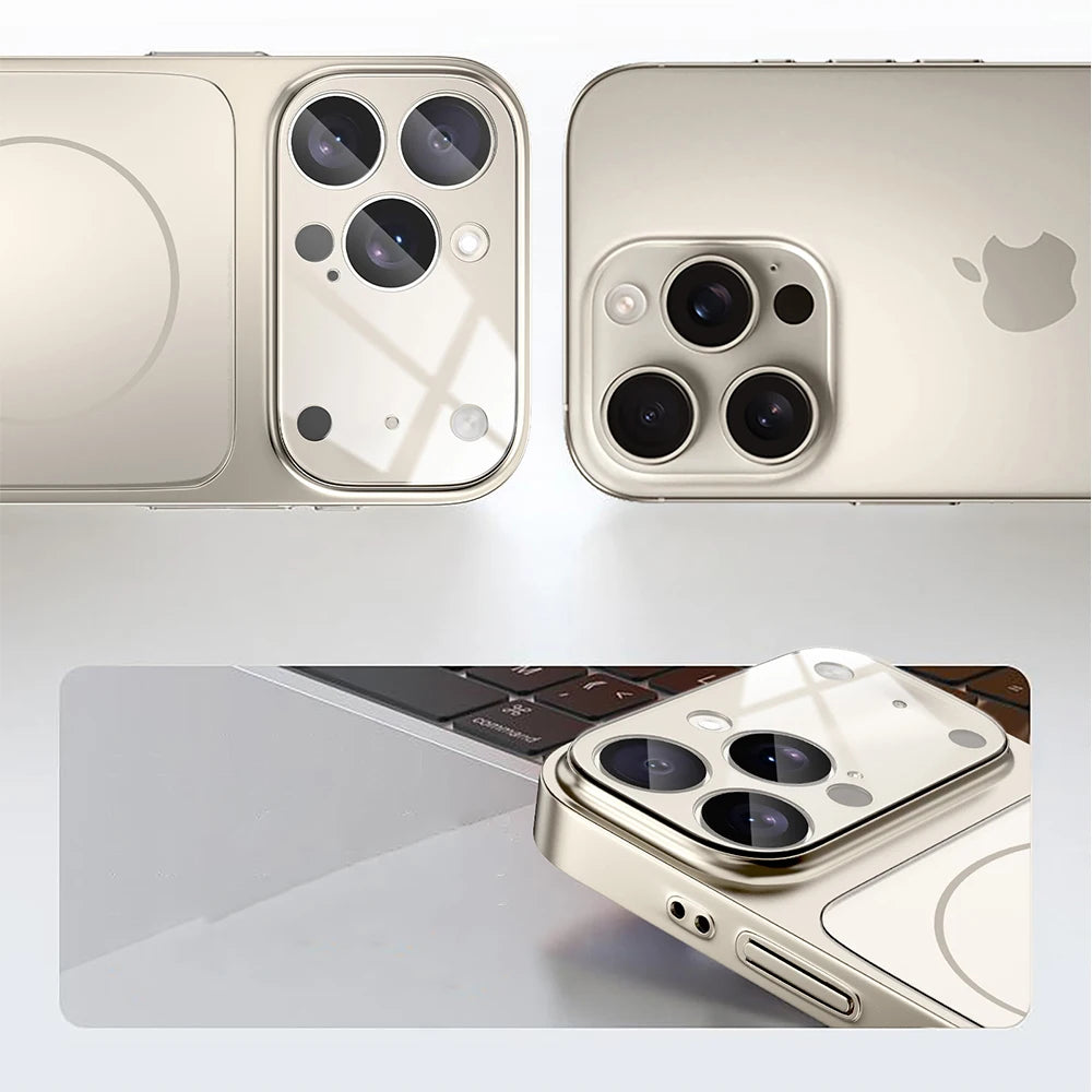 Carga sem fio de vidro fosco original para magsafe caso para iphone 17 pro max 16 15 14 plus 13 17 ar magnético capa à prova de choque