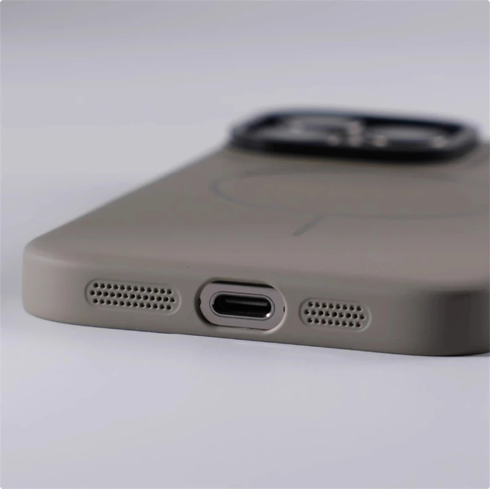 Ultra fino magnético carga sem fio duro caso para iphone 16 15 pro max 14 12 13 para magsafe luxo cor sólida capa escudo