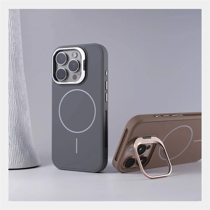 Suporte de lente de liga para magsafe, capa magnética de carregamento sem fio para iphone 16 pro max 15 14 13 12, moldura de silicone, capa respirável