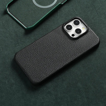 Capa de telefone de couro de lichia natural para iphone 16 15 17 pro max air 17pro para magsafe magnético luxo protetor capa traseira