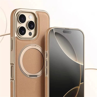 360 °   Suporte de liga rotativa negócios couro do plutônio caso magnético para iphone 17 ar 16 15 14 13 pro max para magsafe capa à prova de choque