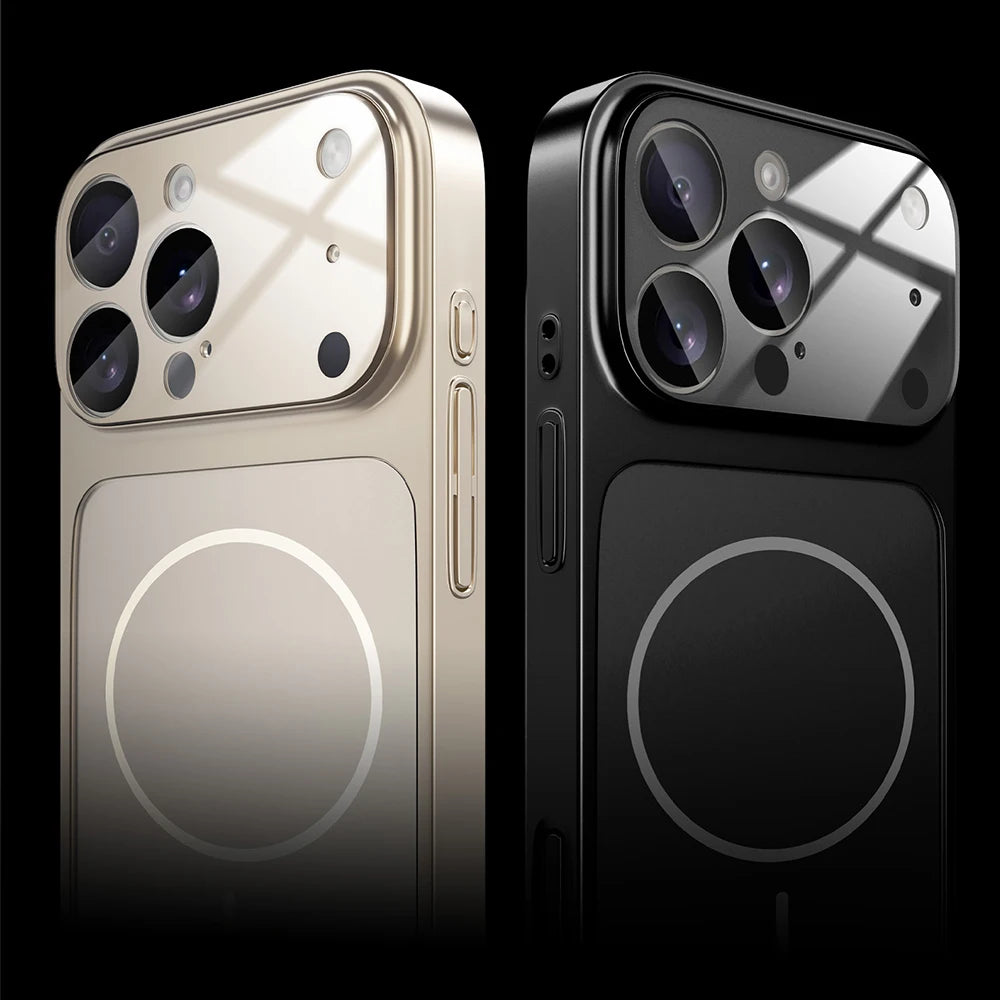 Carga sem fio de vidro fosco original para magsafe caso para iphone 17 pro max 16 15 14 plus 13 17 ar magnético capa à prova de choque