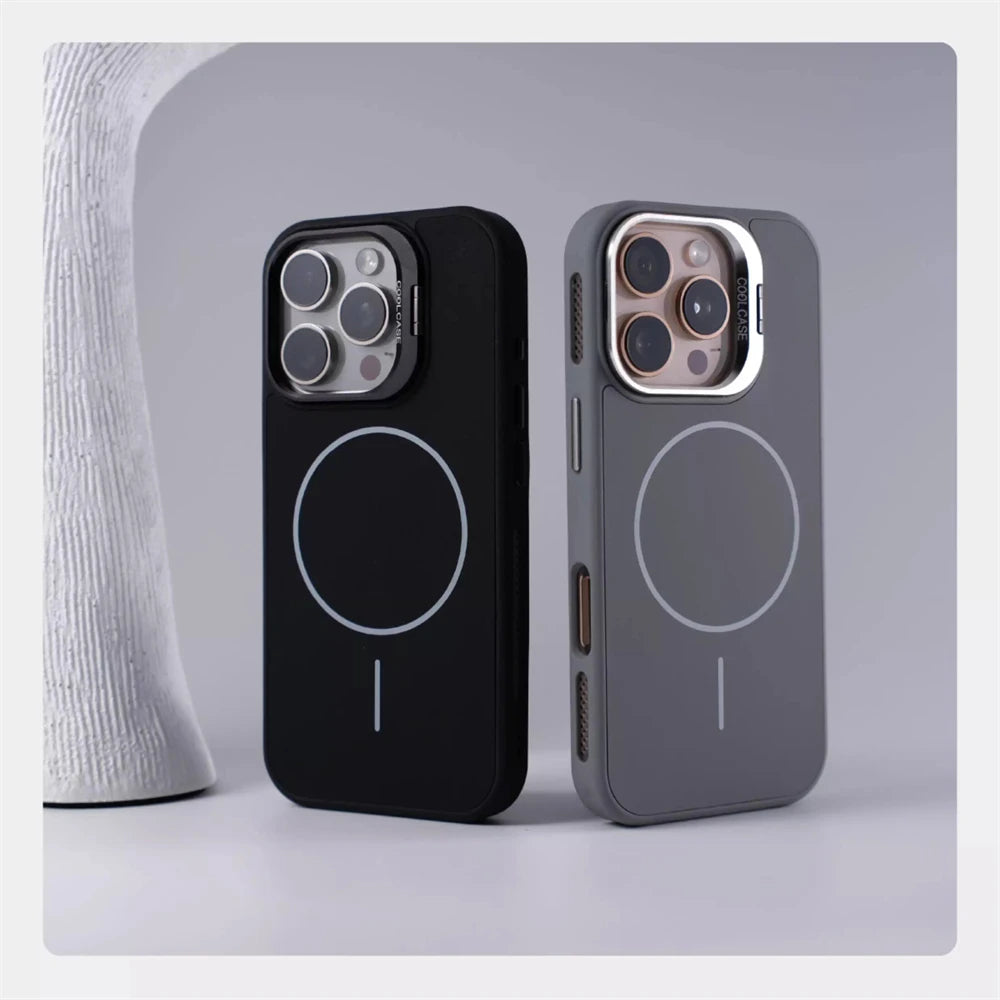 Suporte de lente de liga para magsafe, capa magnética de carregamento sem fio para iphone 16 pro max 15 14 13 12, moldura de silicone, capa respirável