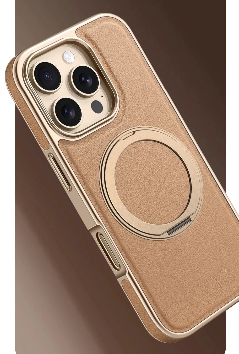 360 °   Suporte de liga rotativa negócios couro do plutônio caso magnético para iphone 17 ar 16 15 14 13 pro max para magsafe capa à prova de choque