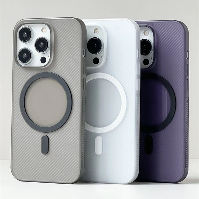 Sarja ultrafina de carregamento sem fio magsafe caso telefone para iphone 17 15 16pro max 16 14 pro 13 translúcido fosco duro pc capa