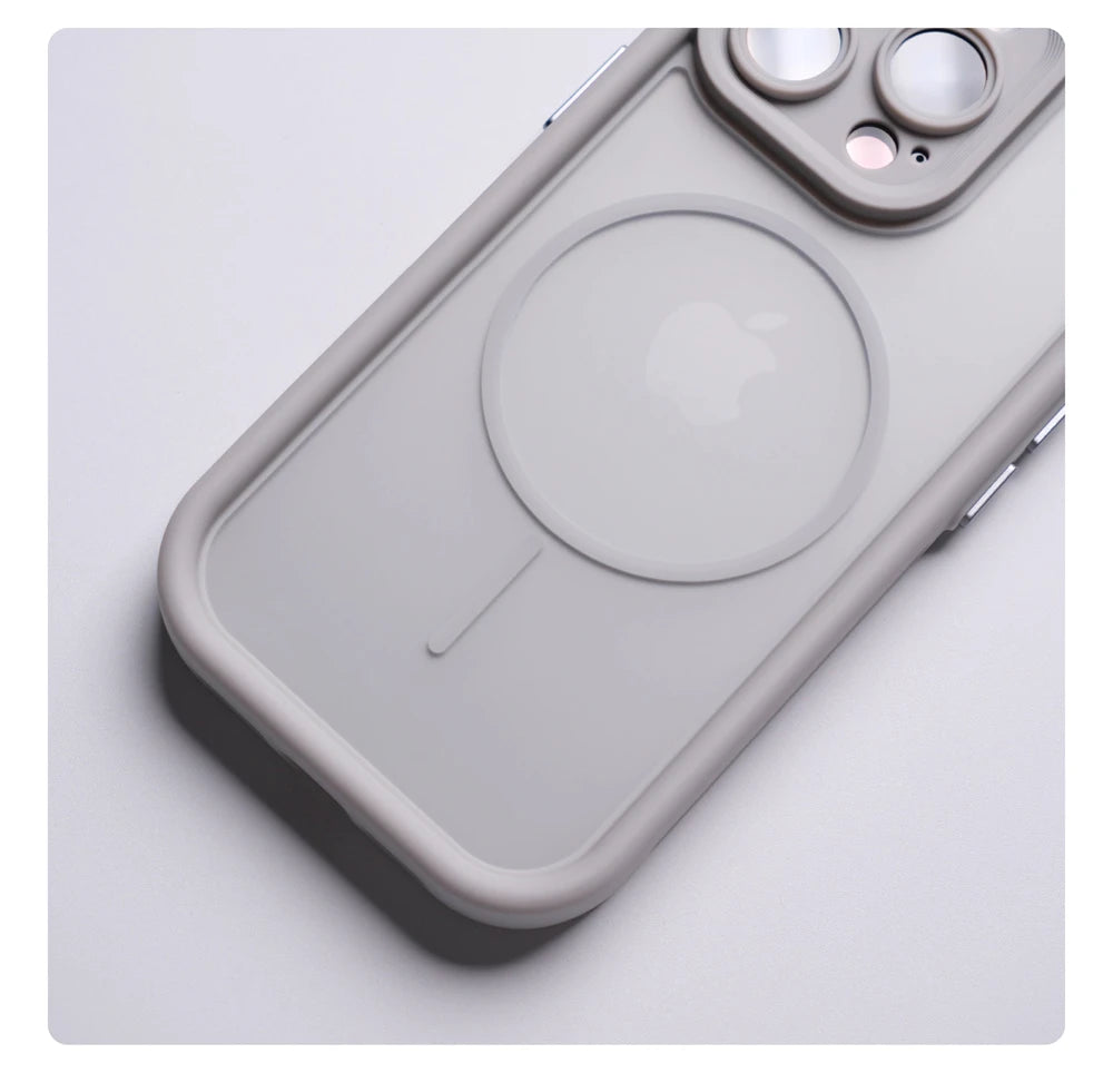 Translucidez fosca para magsafe capa à prova de choque para iphone 17 air 16 pro max 15 14 plus 12 13 lente proteção completa capa magnética