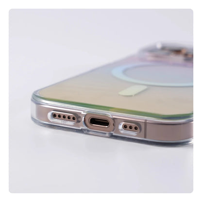 Luxo gradiente cor magnética caso de carga sem fio para iphone 17 pro max 16 15 14 plus 13 12 claro para magsafe capa à prova de choque