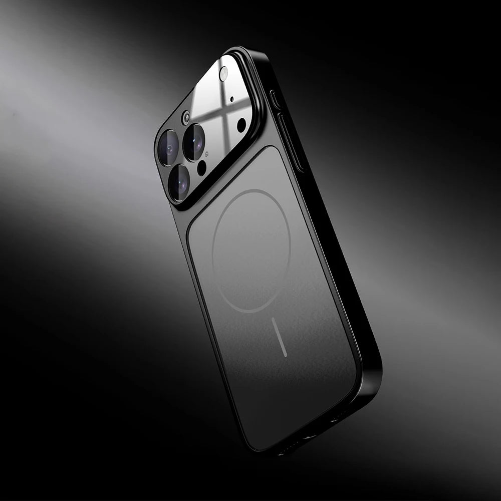 Carga sem fio de vidro fosco original para magsafe caso para iphone 17 pro max 16 15 14 plus 13 17 ar magnético capa à prova de choque