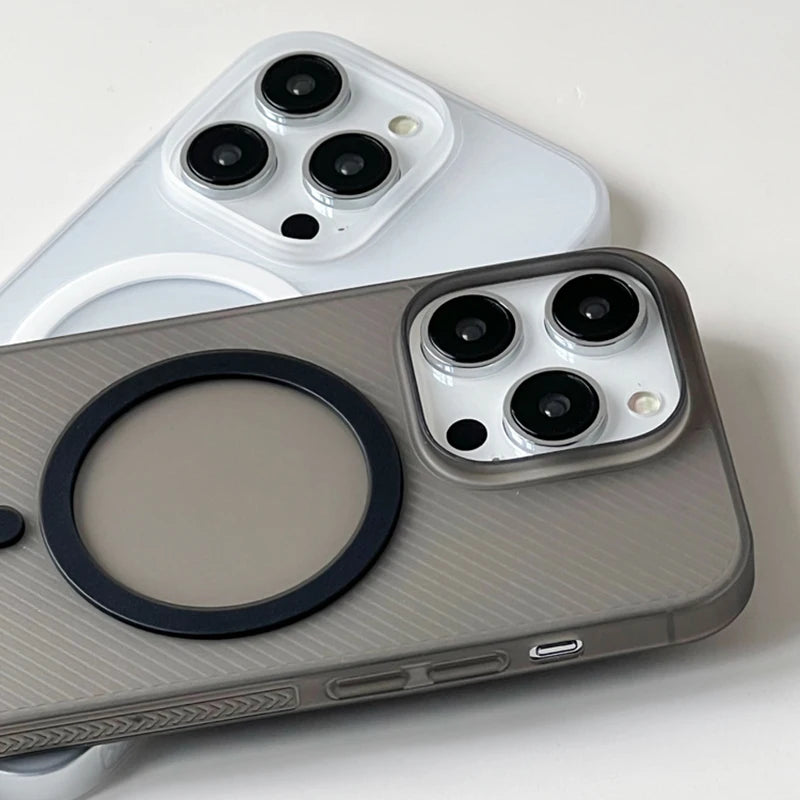 Sarja ultrafina de carregamento sem fio magsafe caso telefone para iphone 17 15 16pro max 16 14 pro 13 translúcido fosco duro pc capa