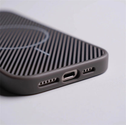 Capa magnética com botão de câmera de toque ativo para iPhone 16 15 Pro Max 14 13 Padrão de fibra de carbono para capa de carregamento sem fio MagSafe