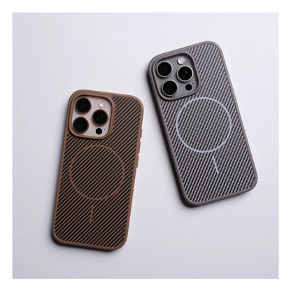 Capa magnética com botão de câmera de toque ativo para iPhone 16 15 Pro Max 14 13 Padrão de fibra de carbono para capa de carregamento sem fio MagSafe