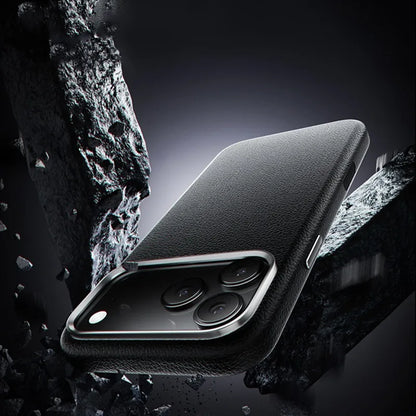 Capa magnética forte de couro laranja para iphone 17 pro max air com botões ai carregamento sem fio capa de proteção de câmera de metal