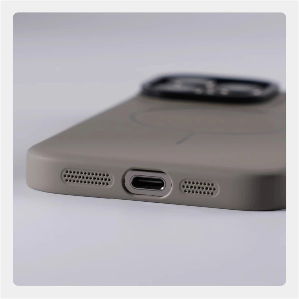 Ultra fino magnético carga sem fio duro caso para iphone 16 15 pro max 14 12 13 para magsafe luxo cor sólida capa escudo