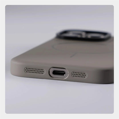 Ultra fino magnético carga sem fio duro caso para iphone 16 15 pro max 14 12 13 para magsafe luxo cor sólida capa escudo