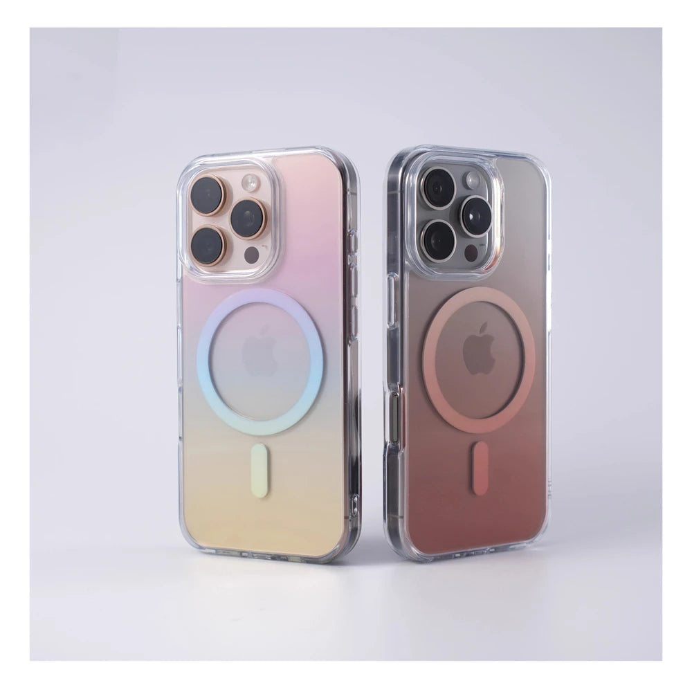 Luxo gradiente cor magnética caso de carga sem fio para iphone 17 pro max 16 15 14 plus 13 12 claro para magsafe capa à prova de choque