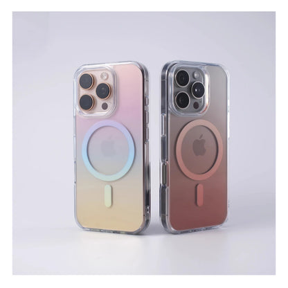 Luxo gradiente cor magnética caso de carga sem fio para iphone 17 pro max 16 15 14 plus 13 12 claro para magsafe capa à prova de choque