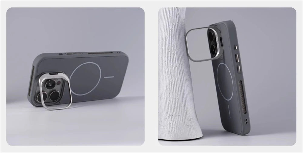 Suporte de lente de liga para magsafe, capa magnética de carregamento sem fio para iphone 16 pro max 15 14 13 12, moldura de silicone, capa respirável