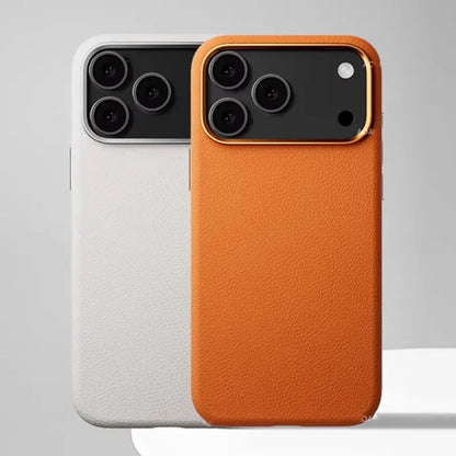 Capa magnética forte de couro laranja para iphone 17 pro max air com botões ai carregamento sem fio capa de proteção de câmera de metal