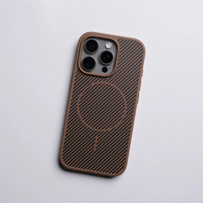 Capa magnética com botão de câmera de toque ativo para iPhone 16 15 Pro Max 14 13 Padrão de fibra de carbono para capa de carregamento sem fio MagSafe