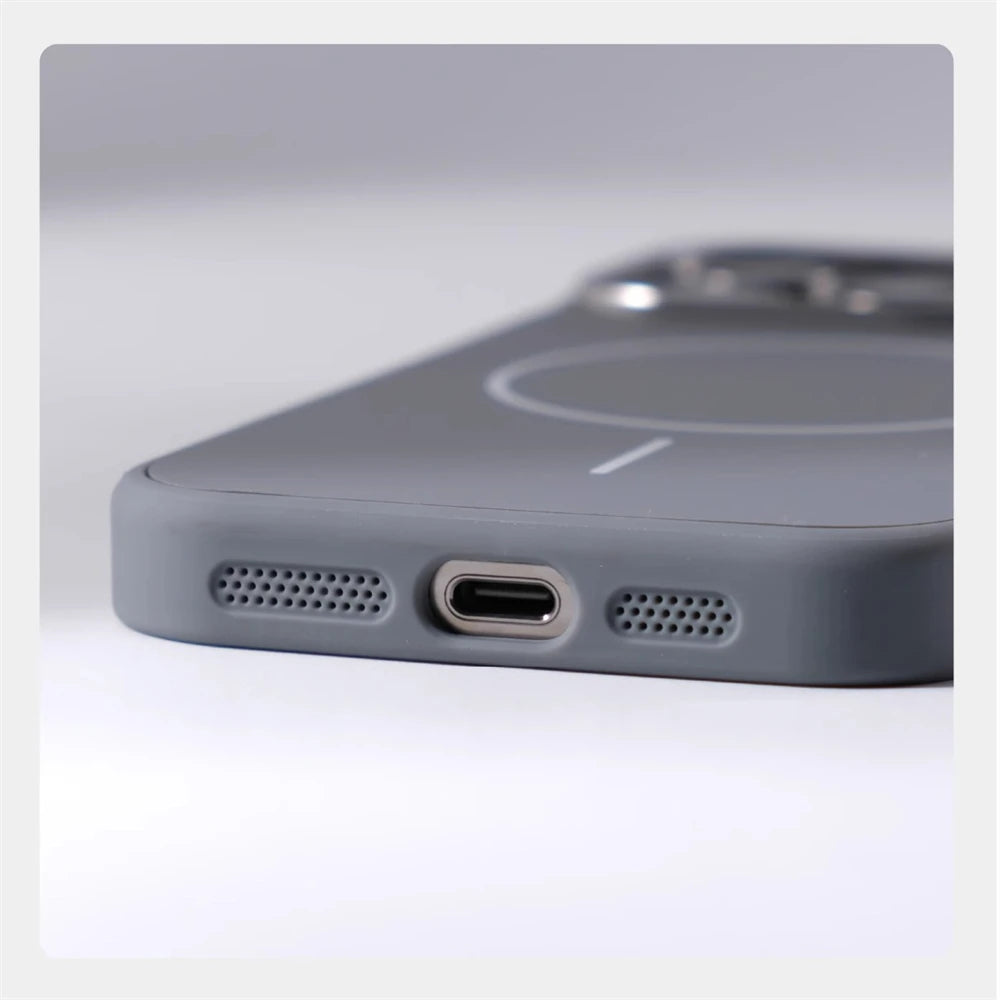 Suporte de lente de liga para magsafe, capa magnética de carregamento sem fio para iphone 16 pro max 15 14 13 12, moldura de silicone, capa respirável