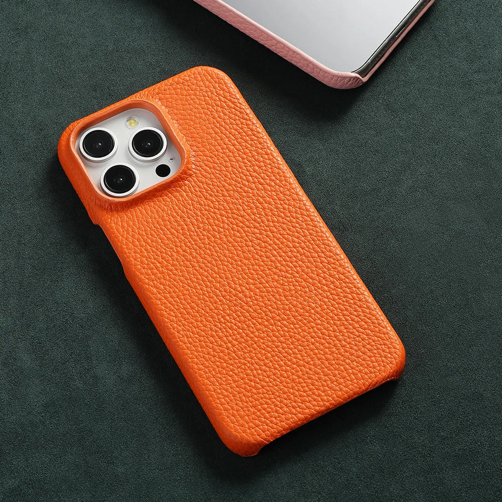 Capa de telefone de couro de lichia natural para iphone 16 15 17 pro max air 17pro para magsafe magnético luxo protetor capa traseira