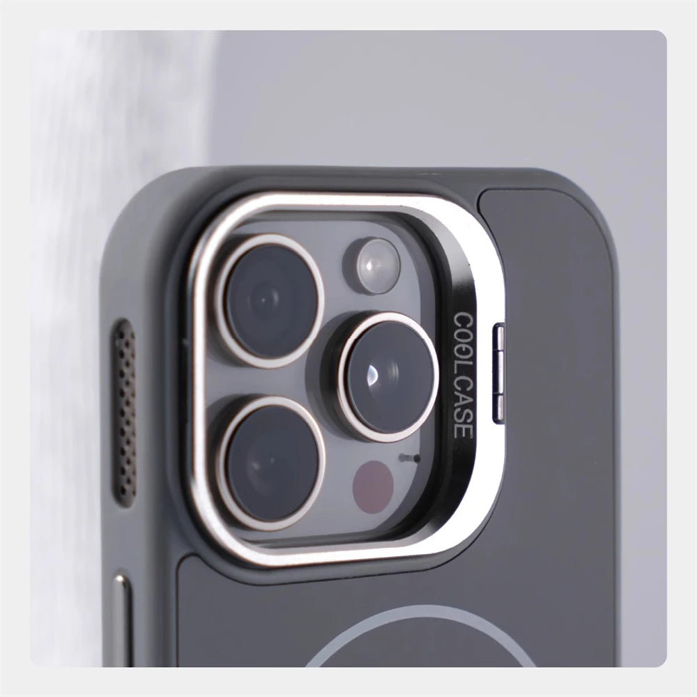 Suporte de lente de liga para magsafe, capa magnética de carregamento sem fio para iphone 16 pro max 15 14 13 12, moldura de silicone, capa respirável