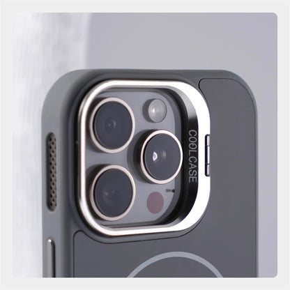 Suporte de lente de liga para magsafe, capa magnética de carregamento sem fio para iphone 16 pro max 15 14 13 12, moldura de silicone, capa respirável